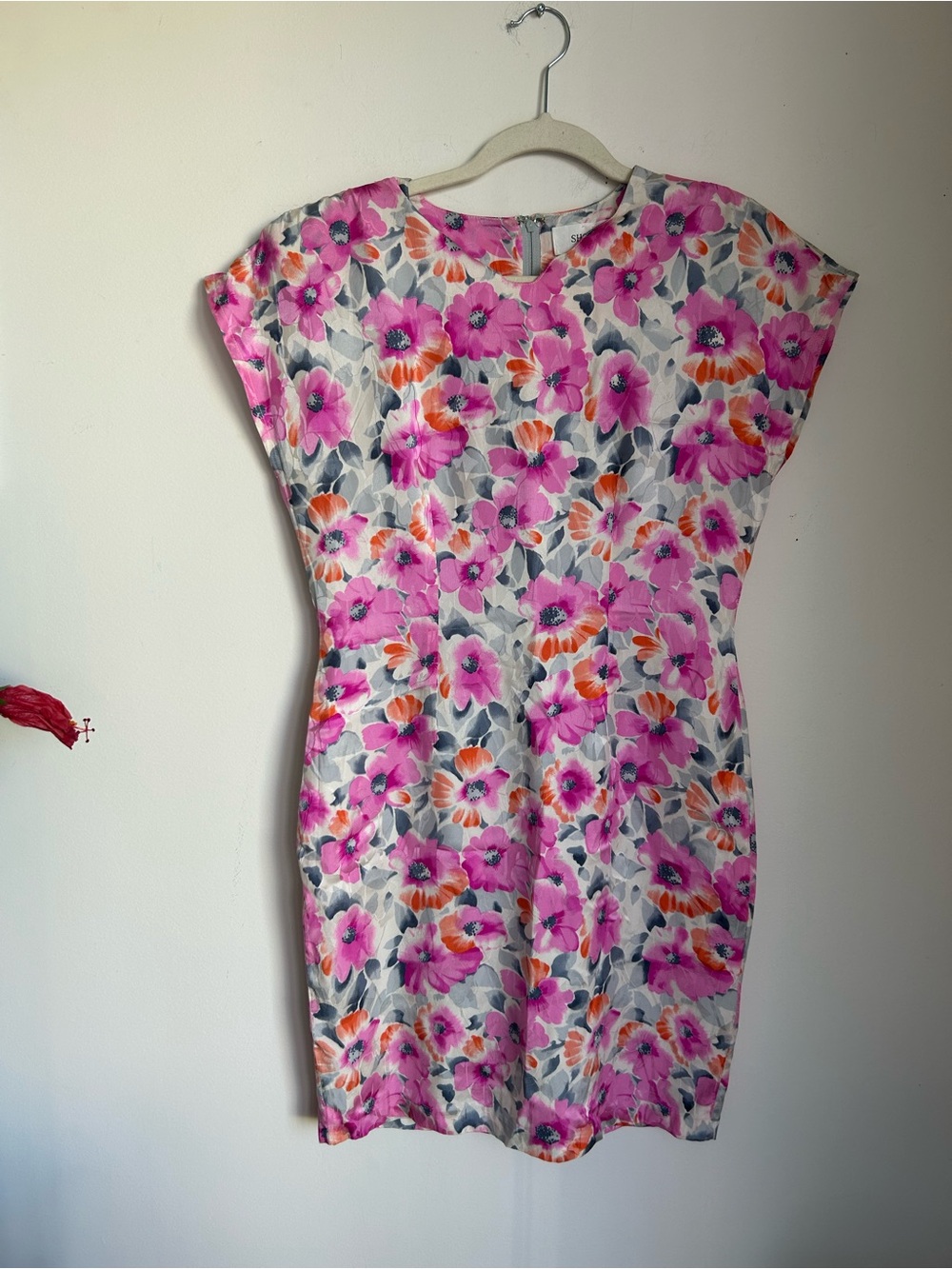 Floral Sheath Dress in Pink and Orange